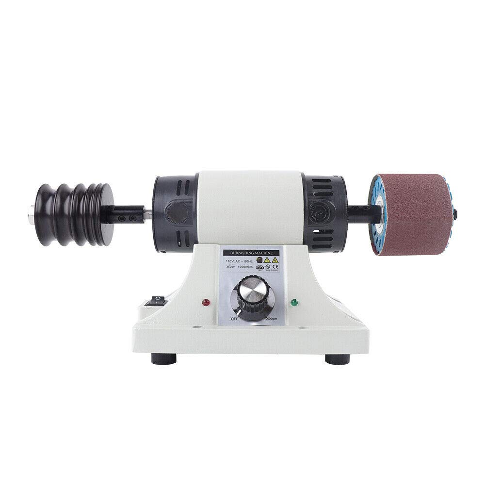 TFCFL 350W Leather Burnishing Machine - Professional Edge Polisher & Sander with 0-8000 RPM Variable Speed, 6 Sanding Belts (2x120#, 2x180#, 2x320#), 8mm Shaft - Perfect for Leather Craft, Shoe Repair & Woodworking Projects