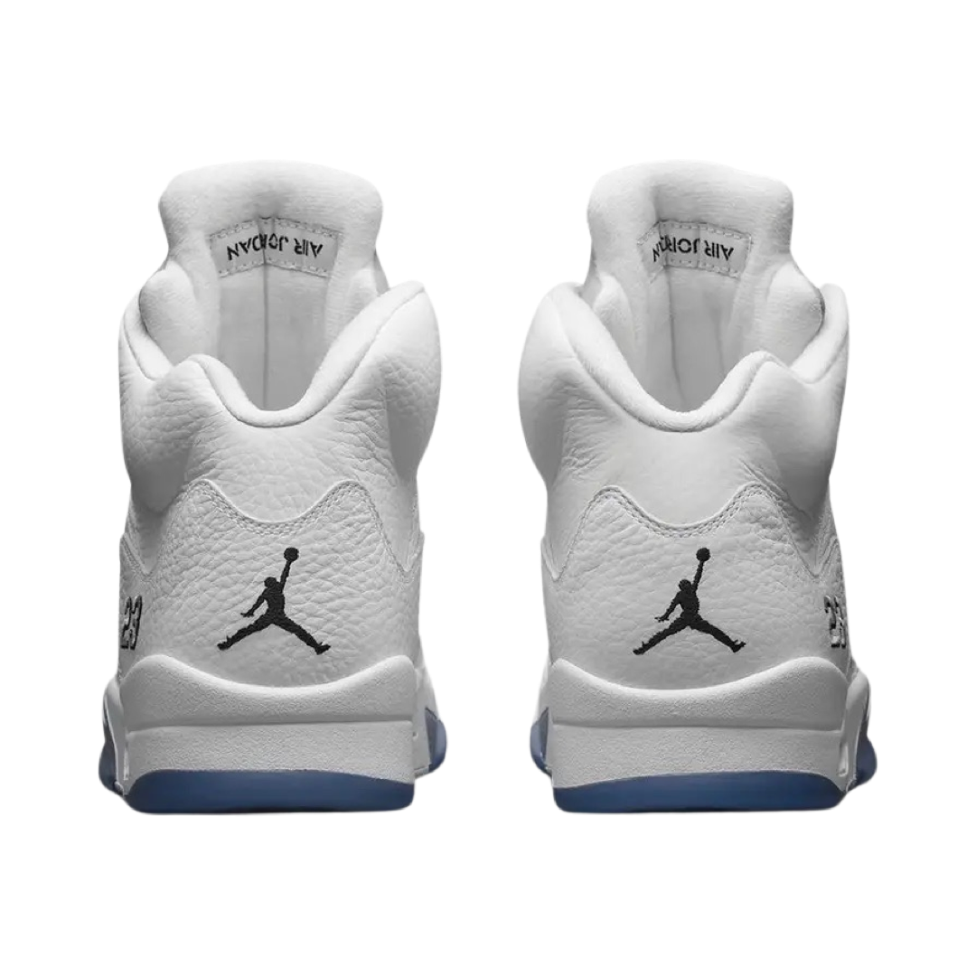 Air Jordan 5 Retro Men's Basketball Shoes - White Metallic Silver for Streetwear & Sneaker Collection | Perfect for Casual Wear, Gym & Sports