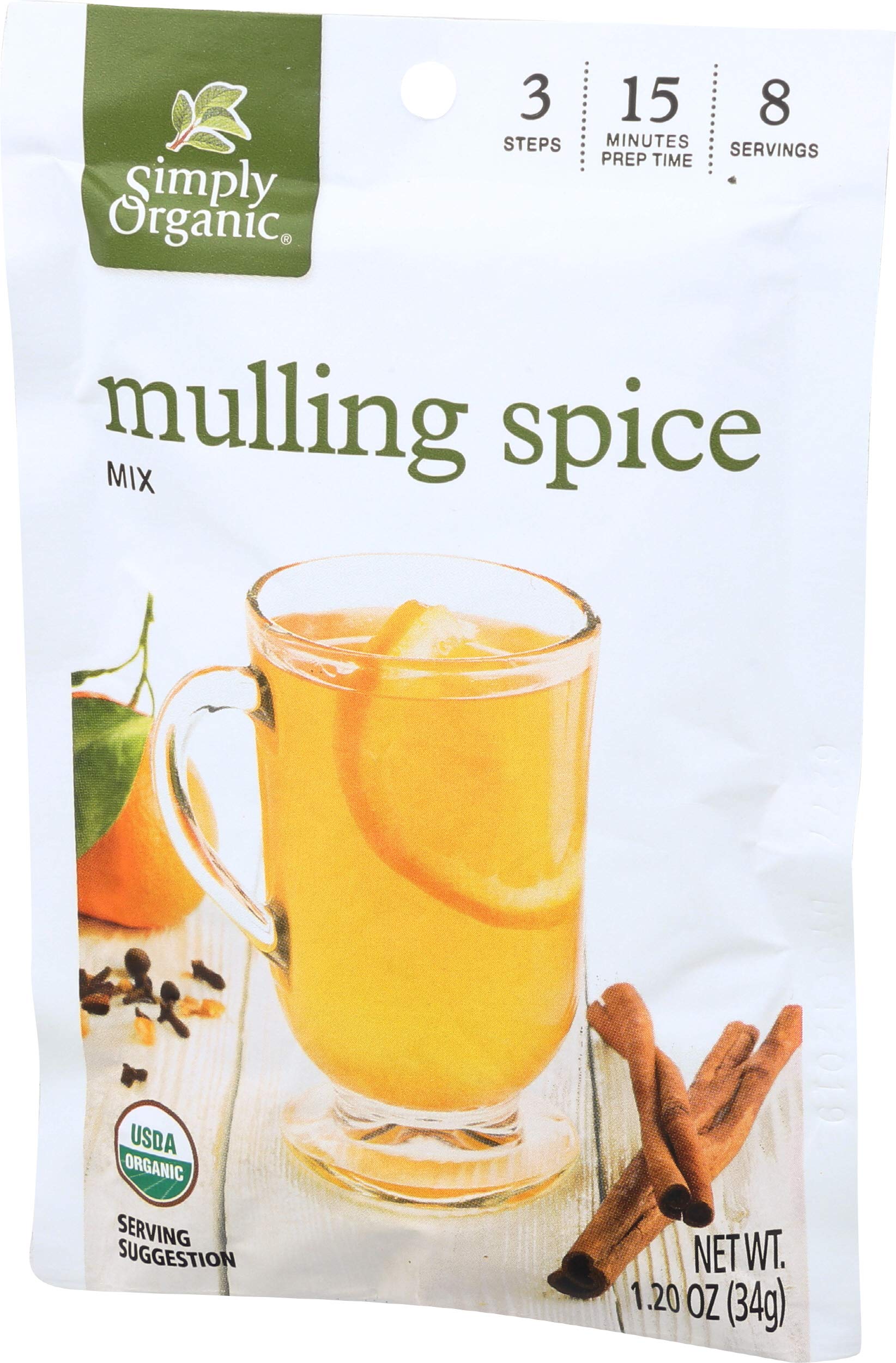 Simply Organic Mulling Spice - Certified Organic, Gluten-Free, Non-GMO | 1.2 oz (Pack of 8) | Perfect for Holiday Drinks, Apple Cider, Tea & Warm Cocktails
