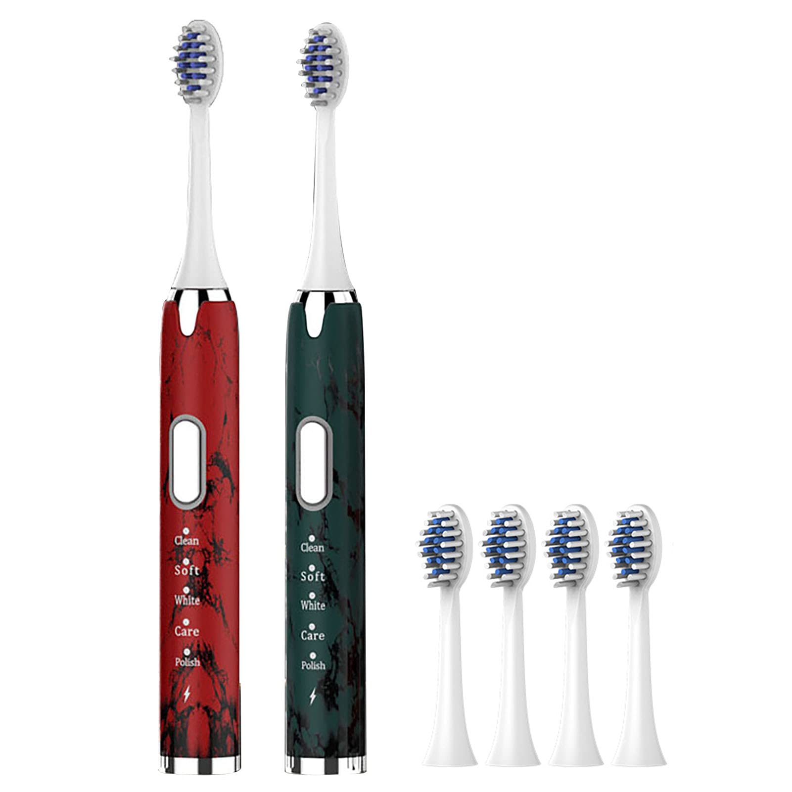 Viinice 2-Pack Electric Toothbrush Set - 5 Cleaning Modes, Sonic Technology, 2-Minute Timer, USB Rechargeable, IPX7 Waterproof, Marble Texture Design - Perfect for Couples & Kids Oral Care at Home or Travel