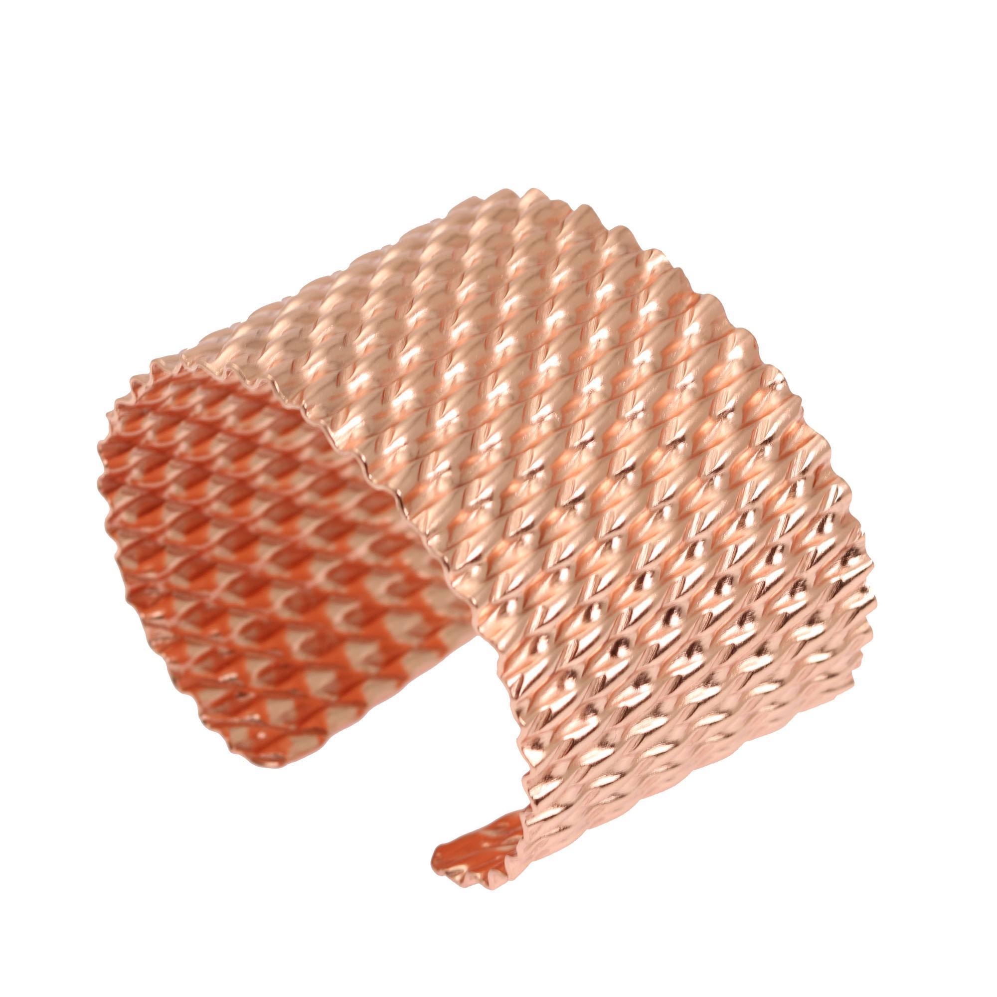 Double Corrugated Copper Cuff Bracelet - Handmade Boho Jewelry for Women - Adjustable Bangle for Festival, Wedding & Everyday Wear