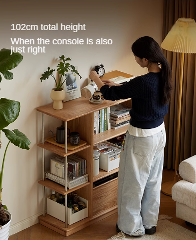 Oak Solid Wood Modern Bookcase - Stylish Bookshelf for Home & Office - Perfect for Living Room, Bedroom, and Study Room Organization
