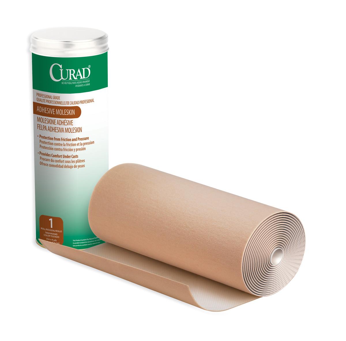 CURAD Adhesive Moleskin for Blisters - Premium Self-Adhesive Padding for Foot Pain Relief - Ideal for Hiking, Running & Everyday Comfort