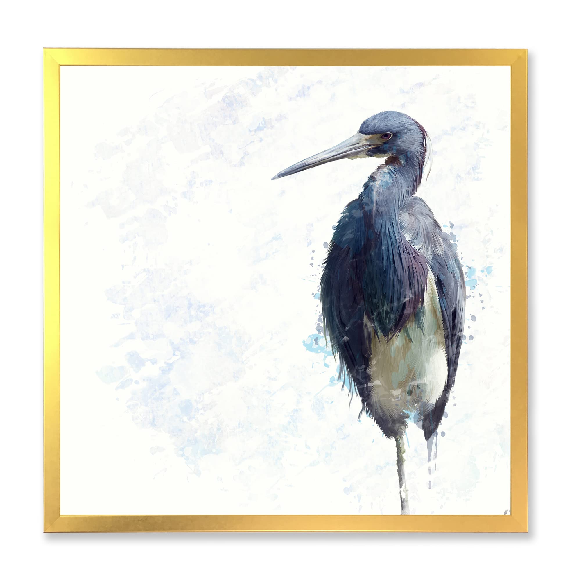 DesignQ Tricolored Heron Bird Farmhouse Framed Wall Art - Vintage Home Decor for Living Room, Bedroom & Office - Perfect Rustic Wall Hanging for Country Style Interior Design