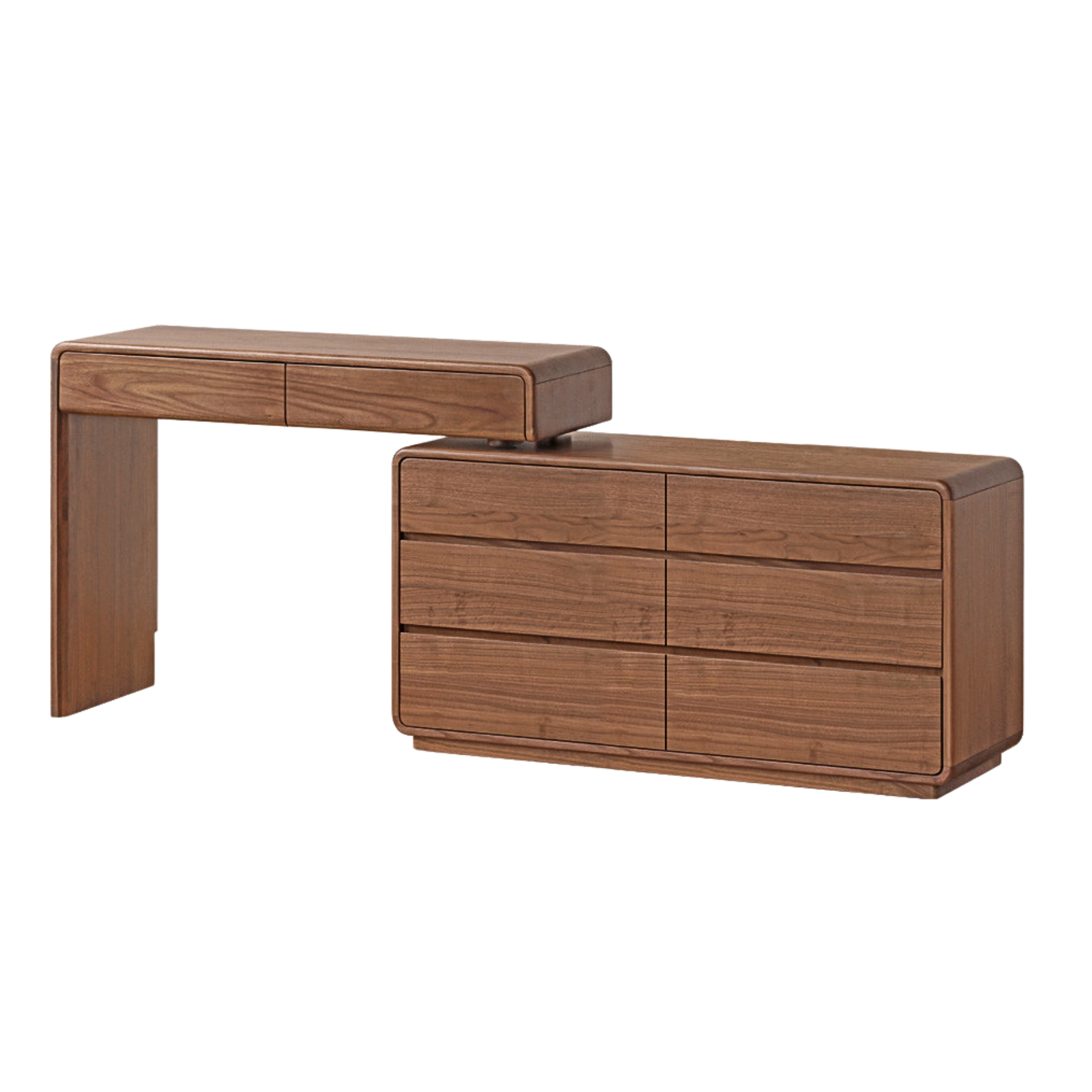 Solid Black Walnut Wood Dressing Table with Drawers - Elegant Vanity Desk for Bedroom, Makeup & Jewelry Storage
