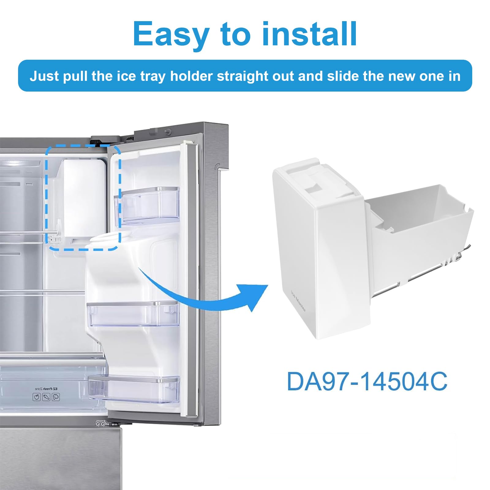 Upgraded DA97-14504C Refrigerator Ice Bucket Replacement for Samsung RF23HCEDBSR RF22KREDBSR RF23J9011SR - Ice Maker Container Tray & Auger Assembly - Perfect for Home Kitchen and Office Use