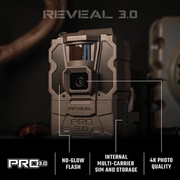 TACTACAM Reveal Pro 3.0 LTE Cellular Trail Camera - 4K HD Game Camera with No Glow Flash for AT&T & Verizon (No SD Card Needed) - Perfect for Hunting, Wildlife Monitoring, Home Security & Property Surveillance (Model RV-TC-XPRO3)