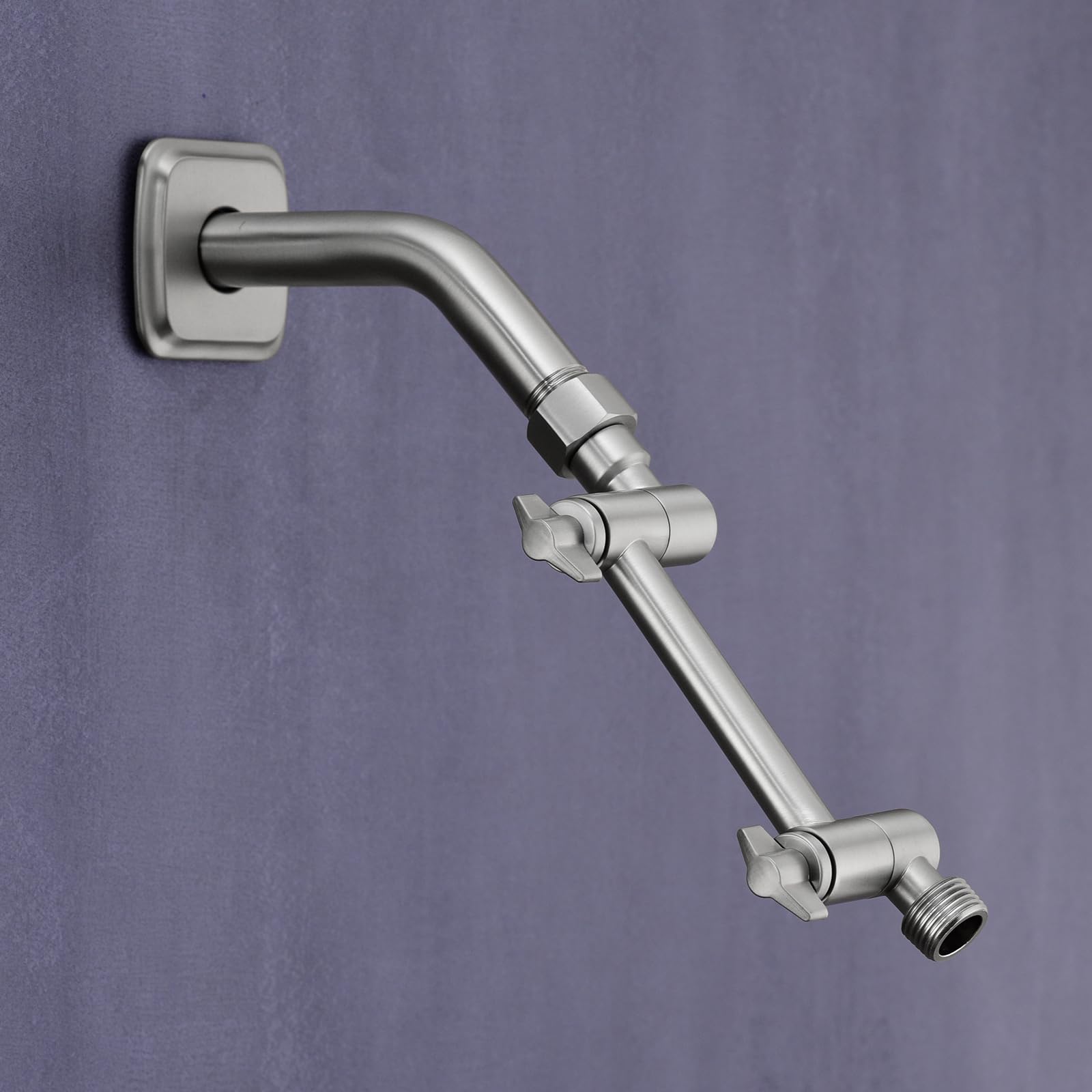 Adjustable 4 Inch Shower Head Extension Arm - Solid Brass Universal Shower Arm Extender with Anti-Leak Design for Rain & Handheld Showerheads (Brushed Nickel) - Perfect for Bathroom Renovation & Spa-Like Shower Experience