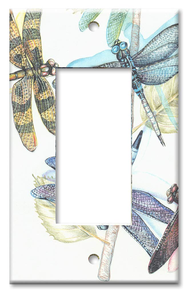 Decorative Metal Wall Plate - Single Gang Rocker Art Plate with Dragonfly Design | Made in USA | Perfect for Living Room, Bedroom & Office Decor