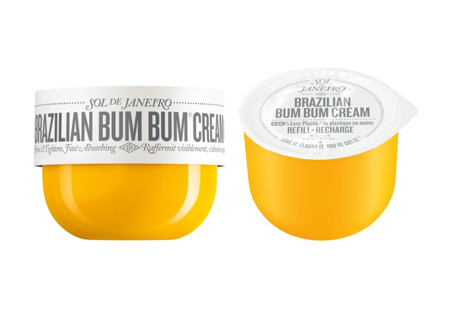 SOL DE JANEIRO Brazilian Bum Bum Cream 240ml | Fast Absorbing Body Moisturizer with Refill Pod | Hydrating & Firming Formula for Smooth Skin | Perfect for Daily Use & Post-Shower Care