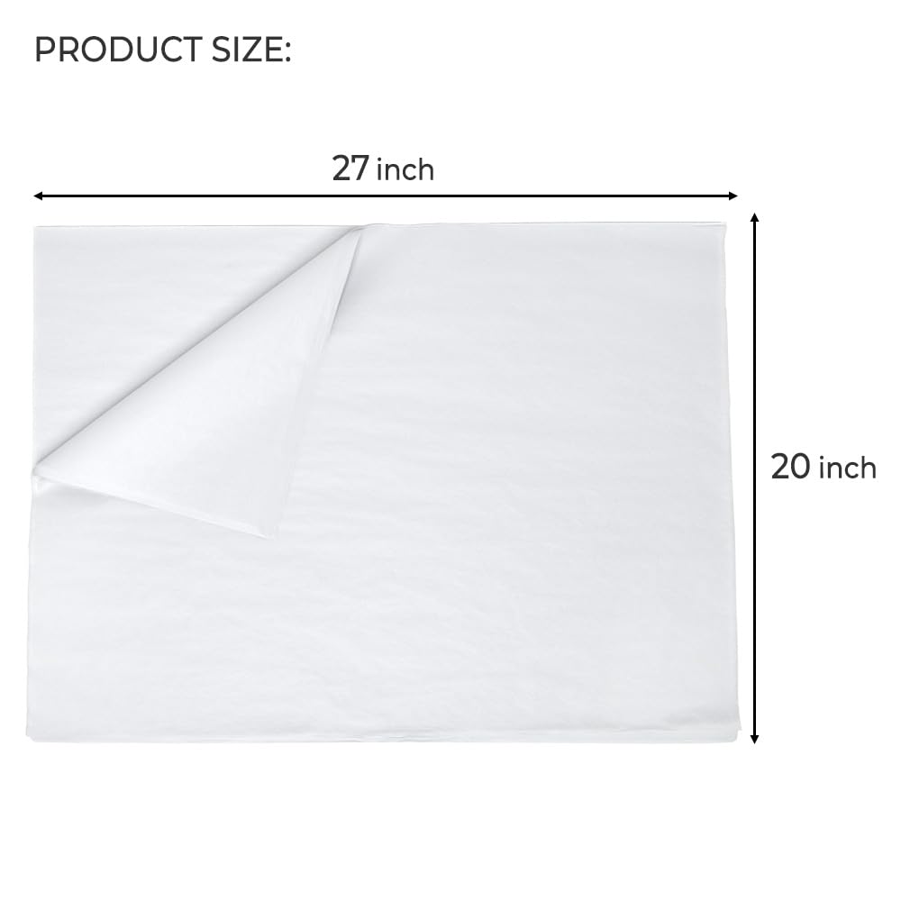 Premium White Tissue Paper Bulk Pack - 960 Sheets, Acid-Free, 20