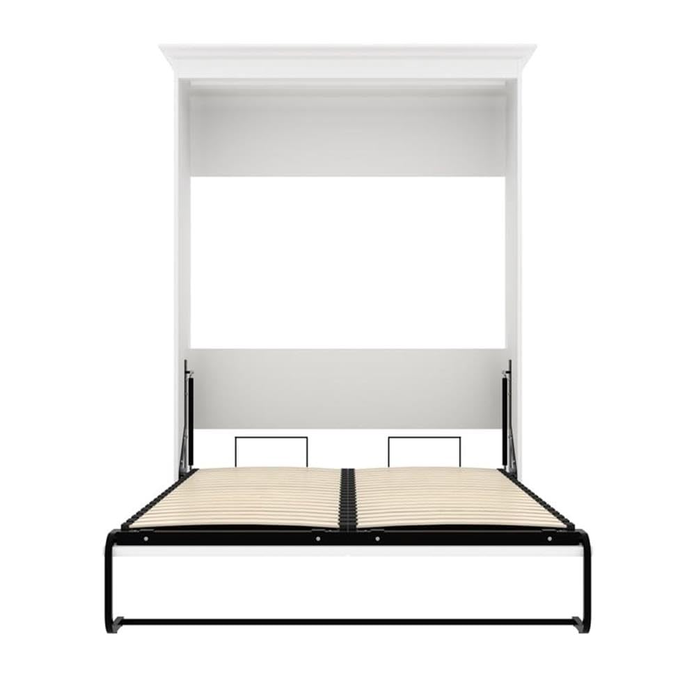 Modern Wood Queen Murphy Bed with Nightstands - Rustic Brown & White Finish - Space-Saving Wall Bed for Small Apartments, Guest Rooms & Home Offices