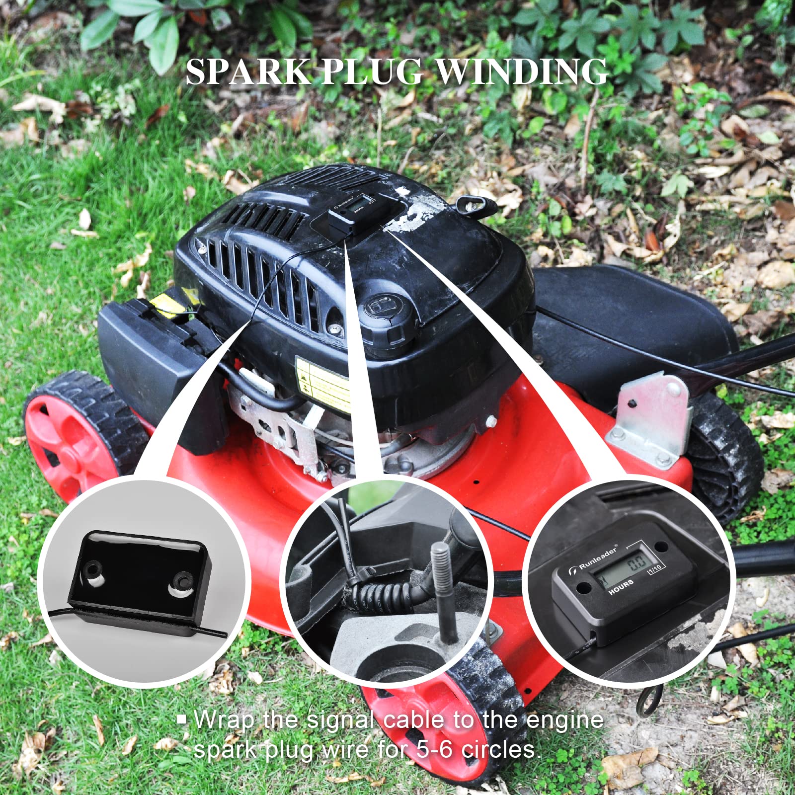 Waterproof Inductive Hour Meter with Epoxy Resin Seal - Compatible with Gas Engines, Lawn Mowers, Generators, Pressure Washers, Marine, ATV, Boats, Outboard Motors, Dirt Bikes & Motorcycles - Perfect for Outdoor Equipment Maintenance and Usage Tracking