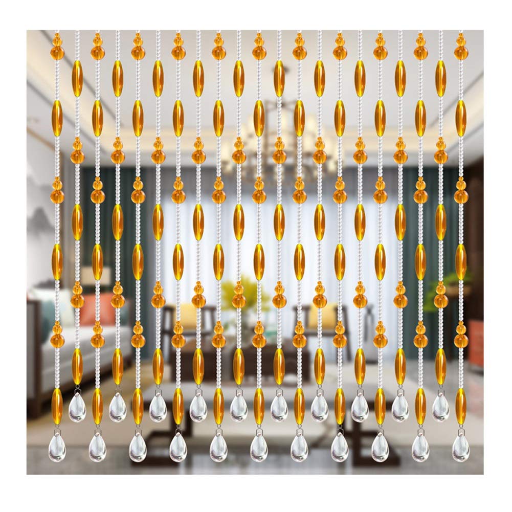 LIQICAI Gold Crystal Beaded Door Curtain - 200cm x 188cm Decorative Bead String for Doorways, Room Dividers & Window Screens | Elegant Home Decor for Living Room, Bedroom & Entryway