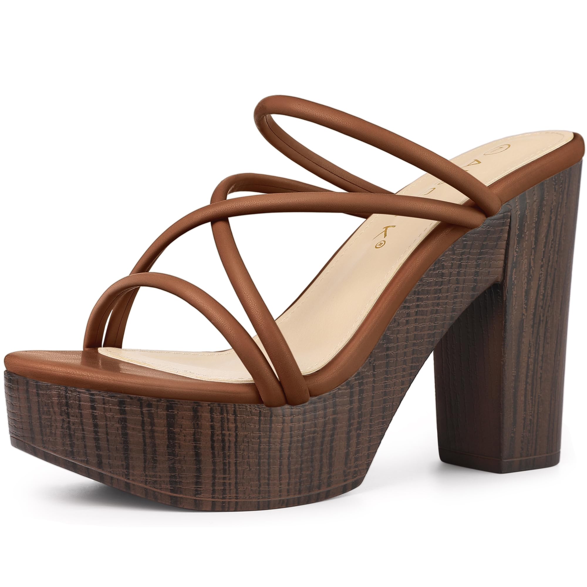 Allegra K Women's Chunky Heel Strappy Platform Slide Sandals - Comfortable Summer Dress Shoes for Weddings, Parties & Beach Vacations