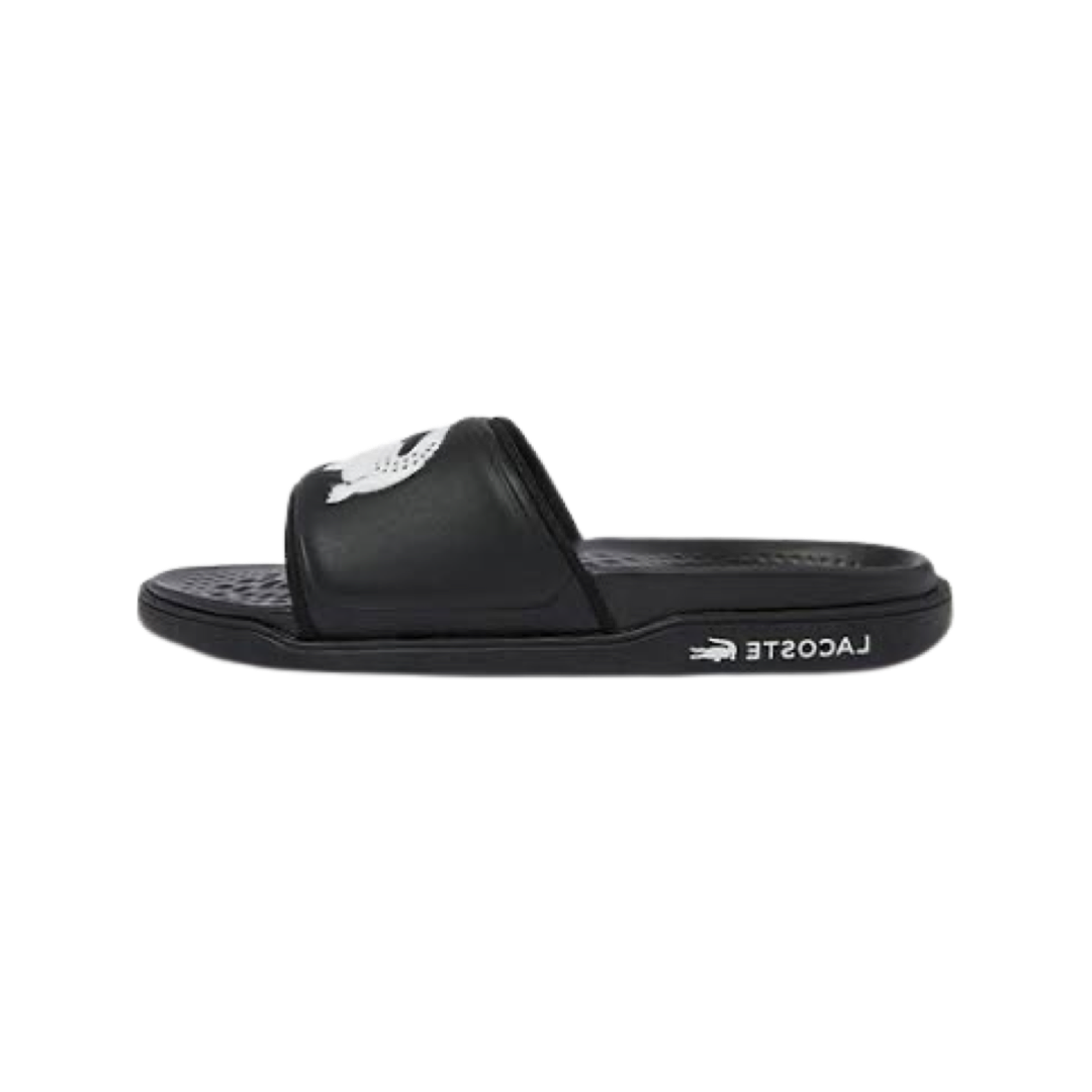 Lacoste Croco Dualiste Slide 0722 - Men's Comfortable Black & White Slide Sandals for Summer Beach, Pool, and Casual Wear
