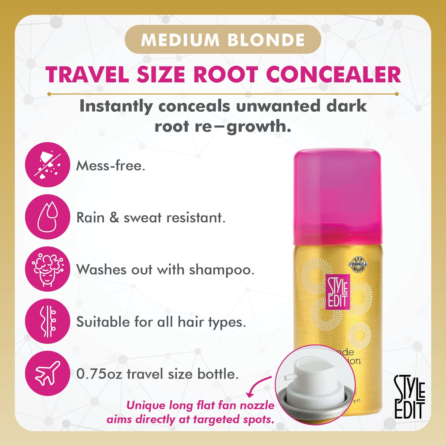 Style Edit Medium Blonde Root Concealer Duo - Travel & Full Size for Gray Coverage & Root Touch Up | Perfect for Travel, Work & Special Events