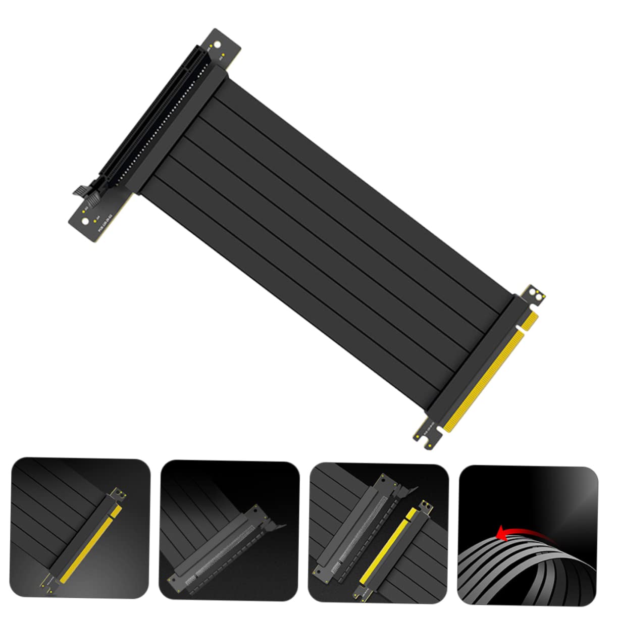 Gatuida 50cm Right Angle PCIe Riser Cable - Stable Signal Transfer for GPU, Motherboard & PC Components | Perfect for Cryptocurrency Mining, Gaming Rigs & Compact PC Builds