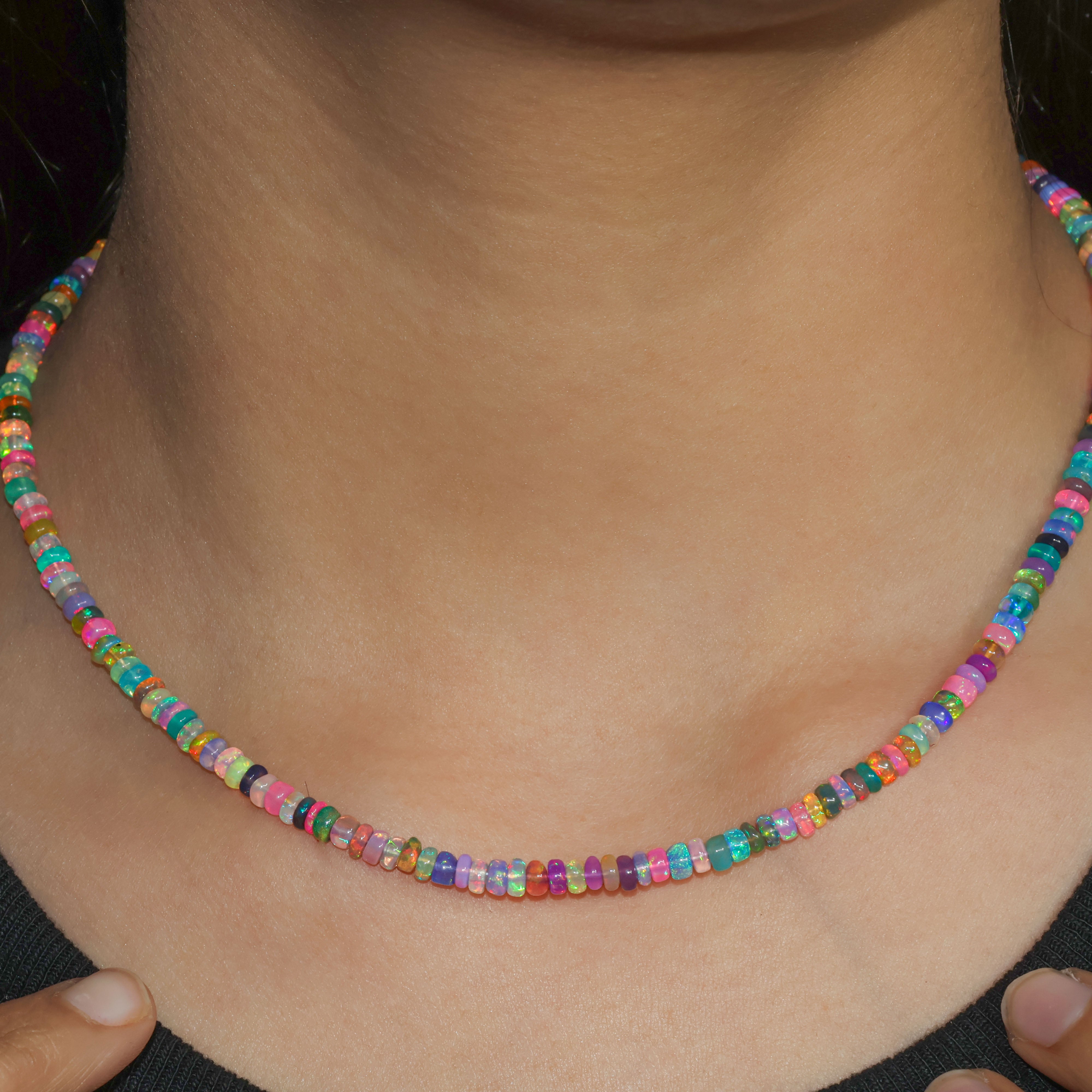 Natural Multi Opal Mix Beaded Necklace for Women - Elegant Handmade Jewelry Gift for Her, Perfect for Weddings, Parties & Everyday Wear