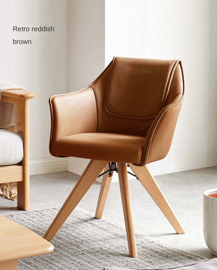 360° Swivel Beech Solid Wood Soft Chair - Ergonomic Comfort for Living Room, Office & Study