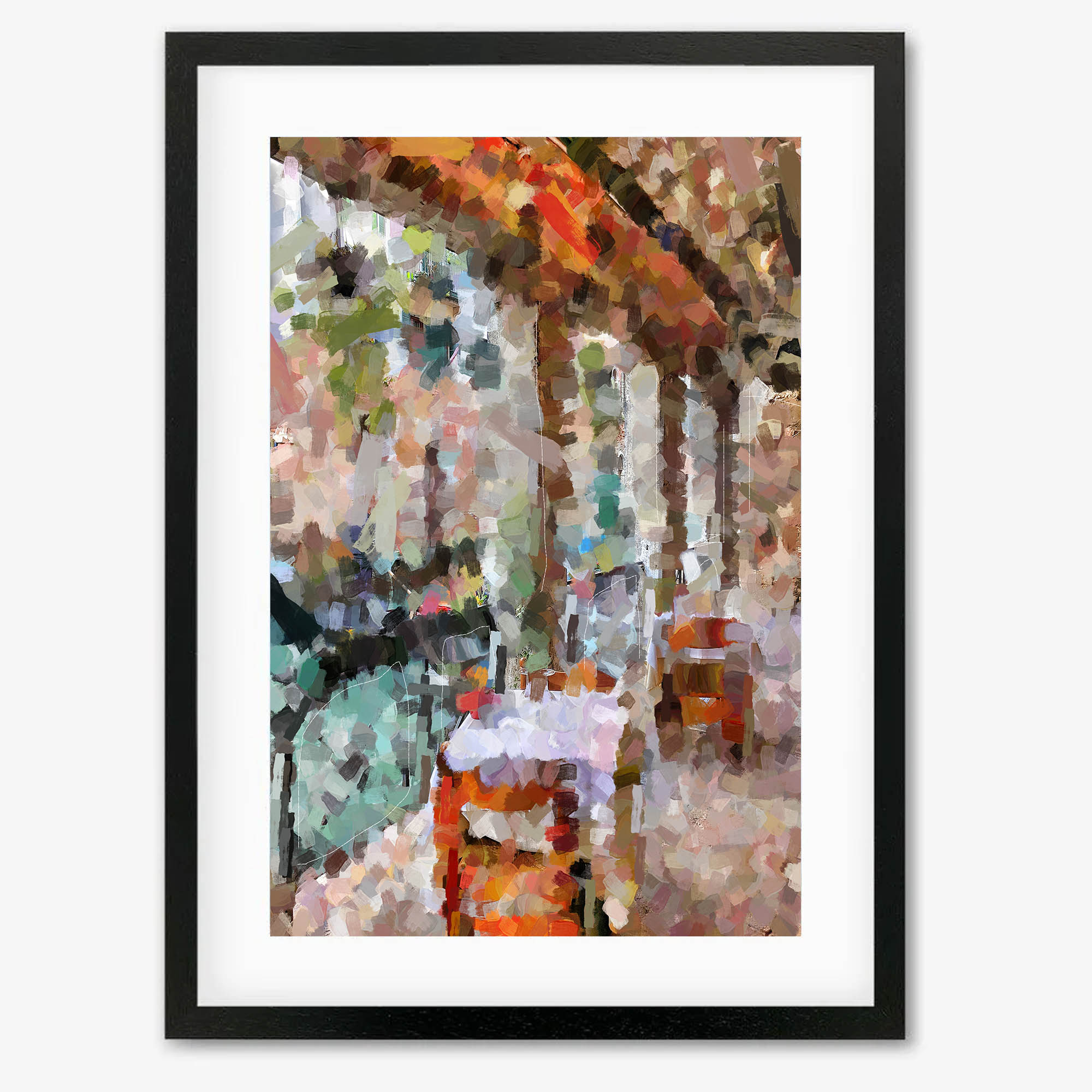 Table For Two Framed Wall Art - Romantic Couple Dining Painting - Perfect for Living Room, Bedroom & Dining Room Decor