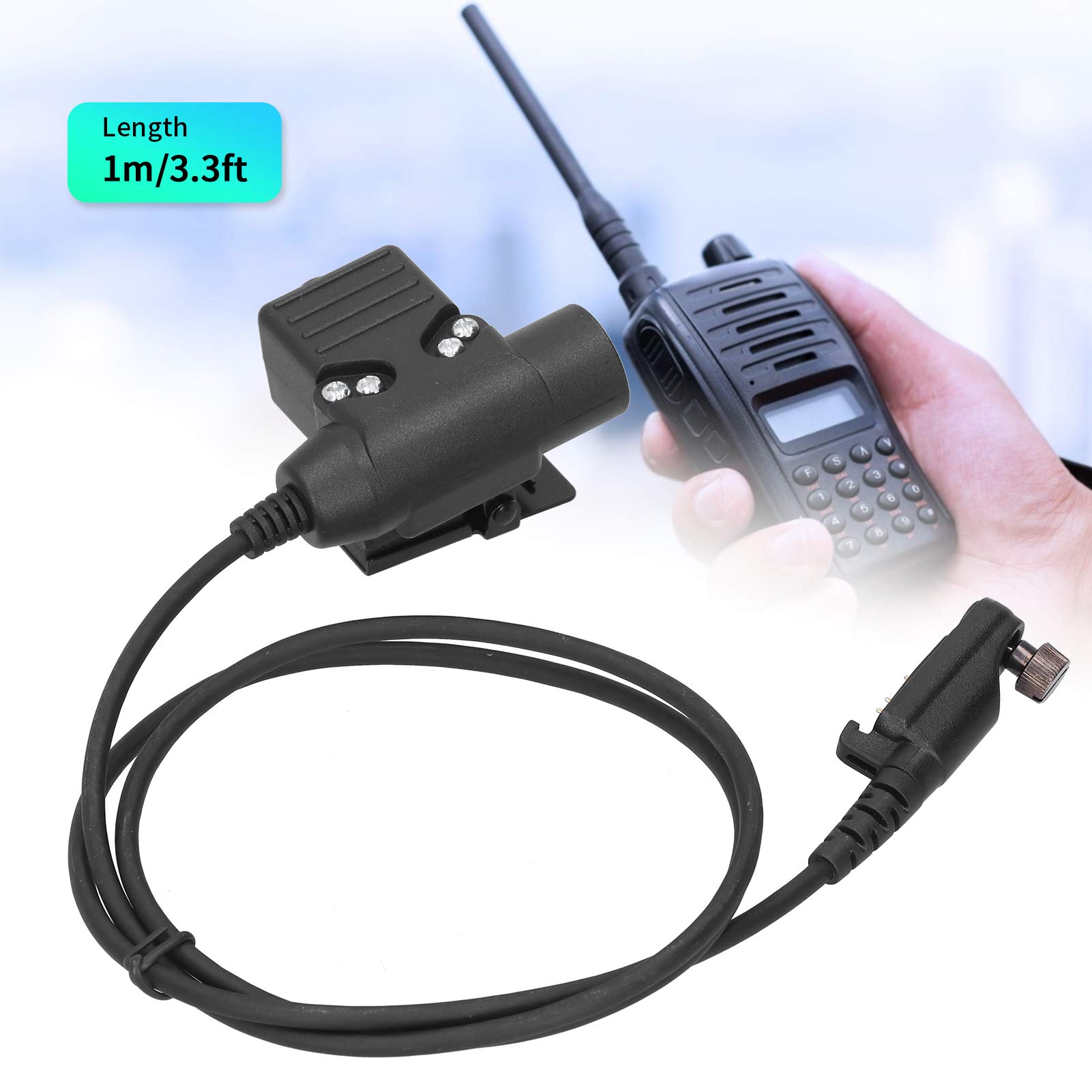 U94 PTT Tactical Adapter - Push to Talk Connector with 3.3ft Cable for Hytera PD680/660/600 X1P Walkie Talkie Headset - Perfect for Military, Security, and Outdoor Communication