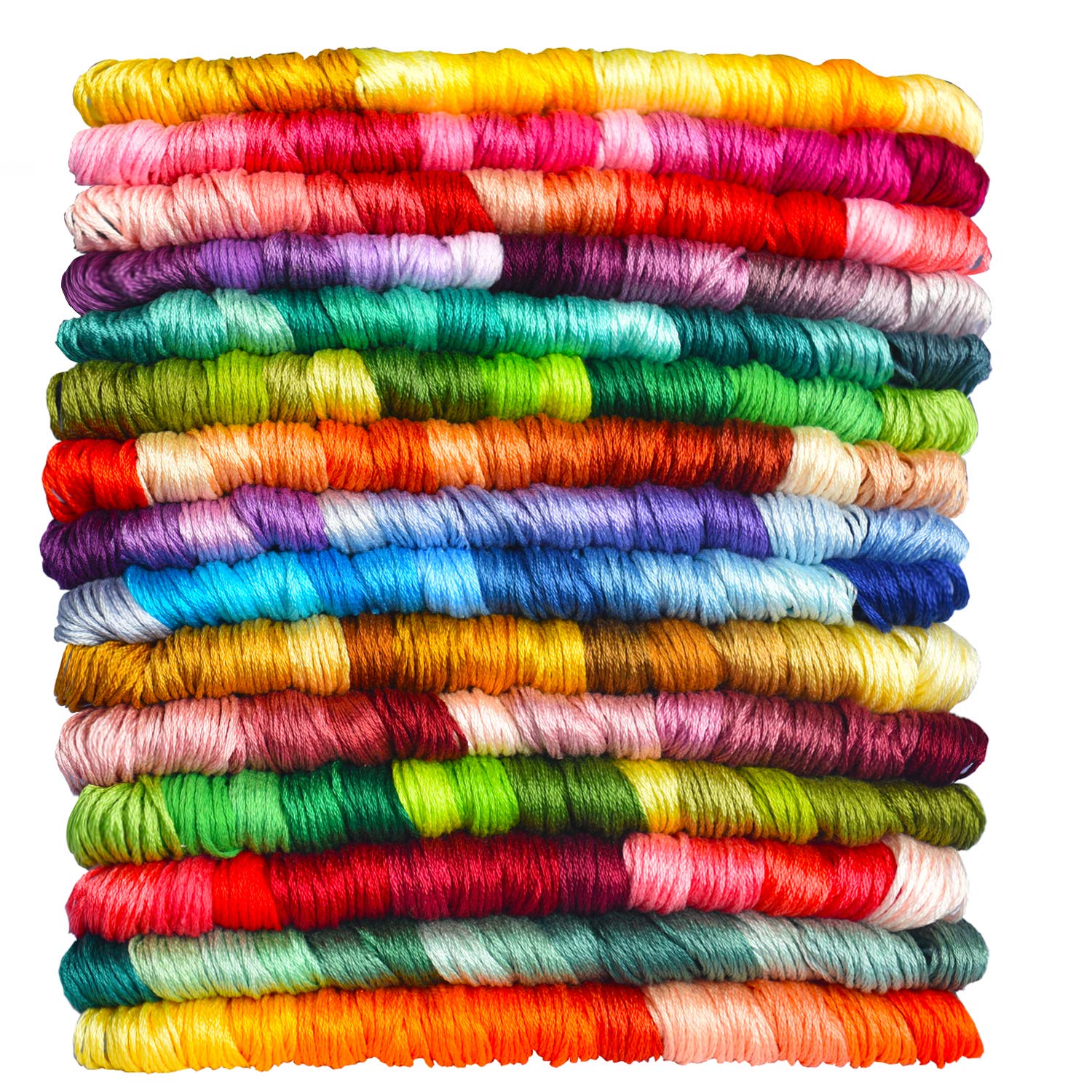 Premium Rainbow Color Embroidery Floss - 14 Skeins Cross Stitch Thread Kit for Friendship Bracelets, DIY Crafts & Sewing Projects - Medium Avocado Green Gradient - Perfect for Needlework, Scrapbooking & Handmade Gifts