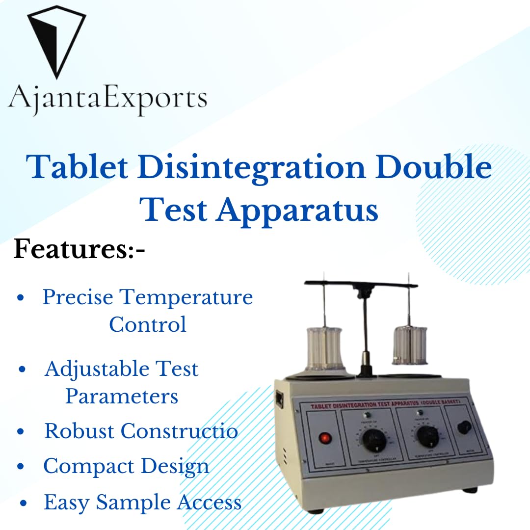 AjantaExports Double Test Tablet Disintegration Apparatus - Pharmaceutical Drug Dissolution Testing Equipment for Quality Control in Labs & Research