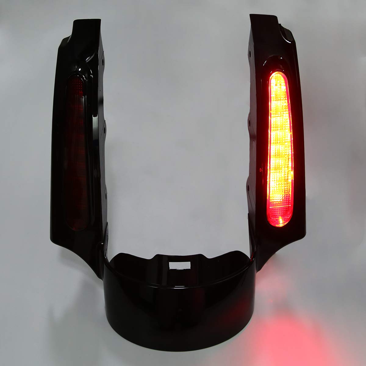 Harley Davidson Touring Models 2009-2013 Rear Fender Fascia Set with Integrated LED Stop/Tail/Turn Signal Lights - Black Housing with Red Lens - Perfect for Custom Motorcycle Upgrades and Night Riding Safety