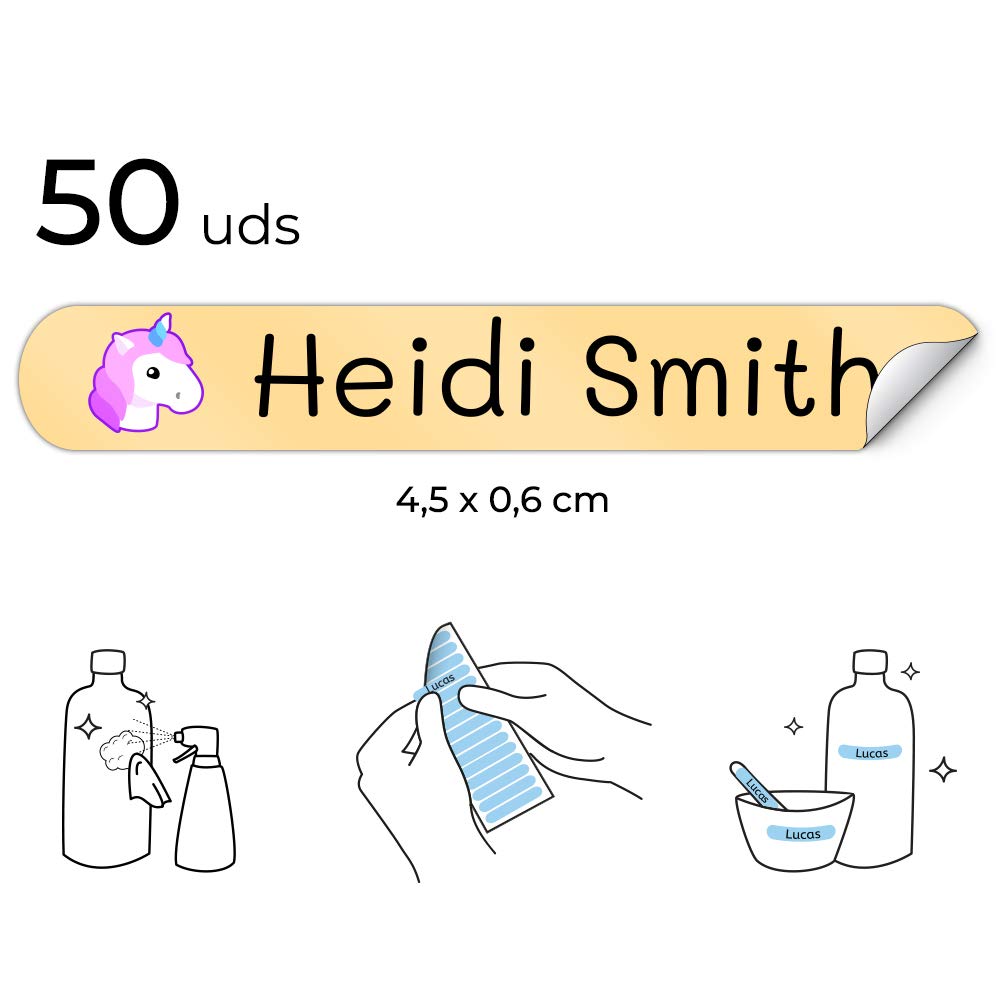 50 Custom Name Stickers - Waterproof Mini Adhesive Labels for Personalizing Pens, Pencils, Toothbrushes & More (1.6