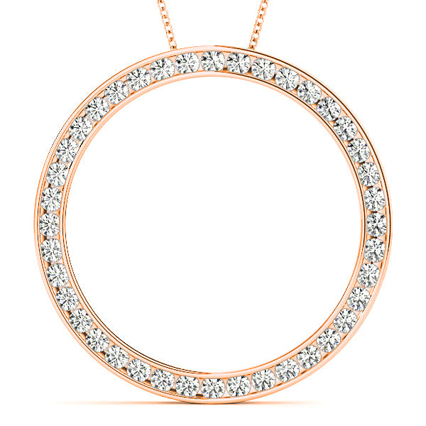 0.80 Carat Diamond Circle Pendant Necklace - Channel Set 14K White Gold Women's Jewelry for Anniversary & Valentine's Day Gifts