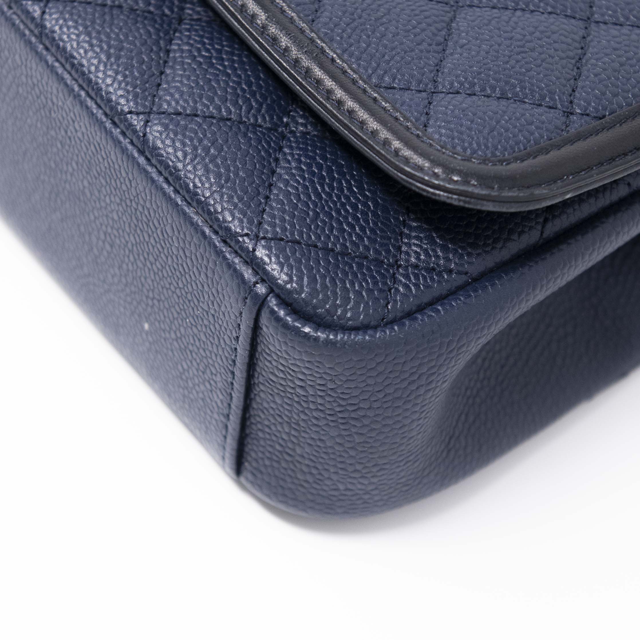 Chanel Navy Blue Medium Filigree Flap Bag - Luxury Designer Crossbody Purse for Women | Perfect for Date Night, Parties & Special Occasions