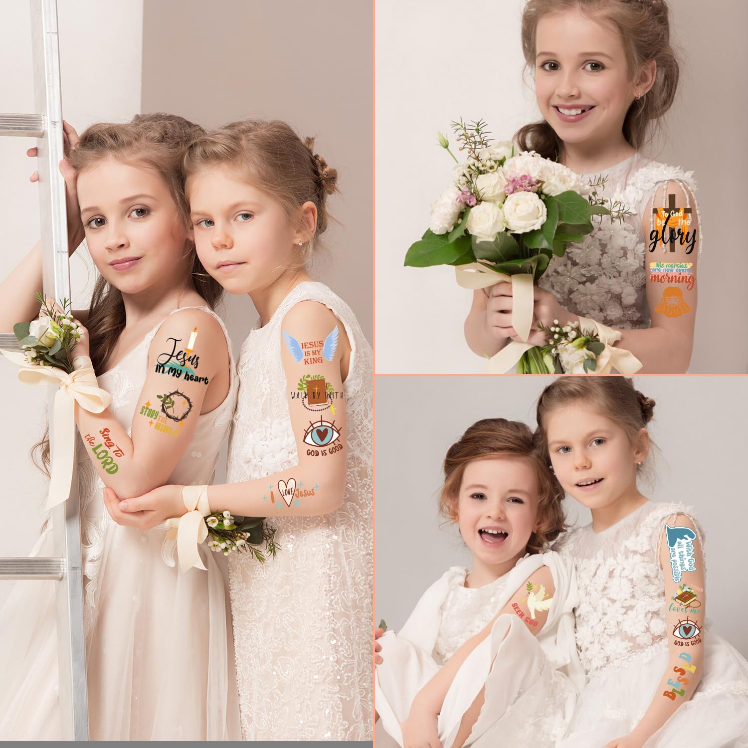 Christian Temporary Tattoos - 400 Bible Verse Stickers for Kids | Religious Party Favors & Gifts