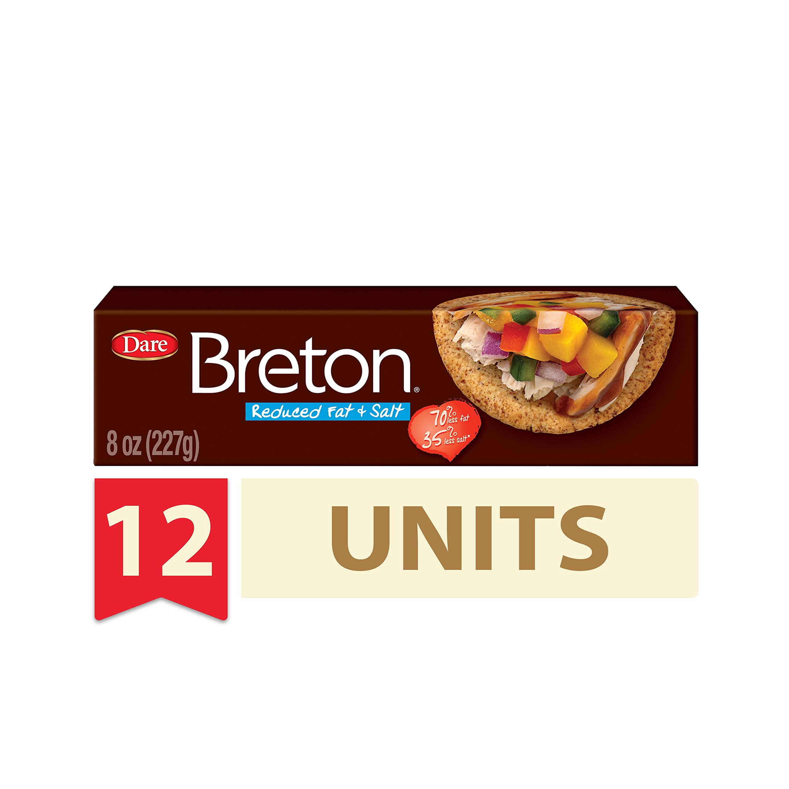 Dare Breton Reduced Fat & Salt Crackers - Healthy Snack, 8oz (Pack of 12) | Perfect for Lunchboxes, Office Snacks & Weight Management