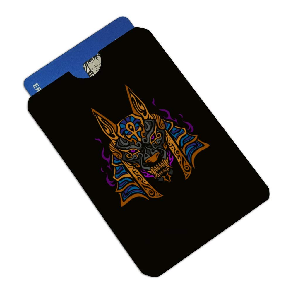 Anubis Egyptian Jackal God of Death RFID Blocking Credit Card Holder - Set of 4 Protective Sleeves for Wallet & Purse - Prevent Identity Theft for Travel, Shopping & Daily Use