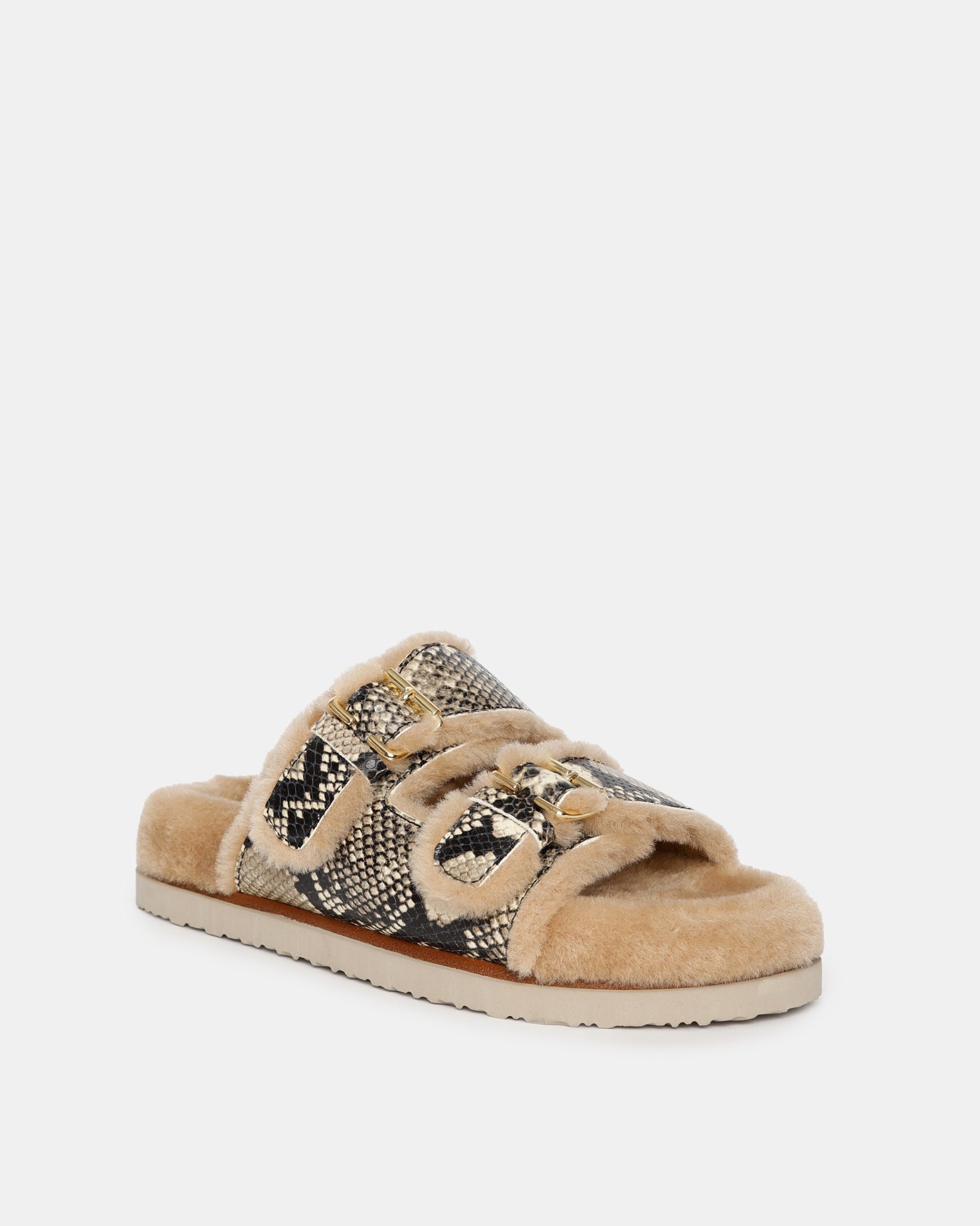 Louis Comfortable Footbed Sandals in Python Print & Natural Leather - Perfect for Beach Vacations, Summer Outings & Casual Wear