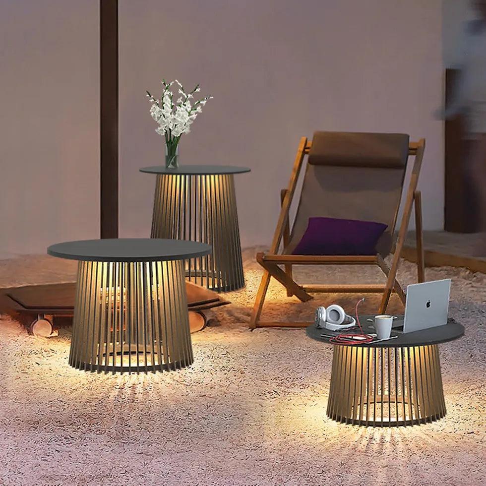 Modern Round Outdoor Floor Lamp - Waterproof Patio Lighting for Garden, Deck, Porch & Backyard - Durable Weatherproof Design for All Seasons