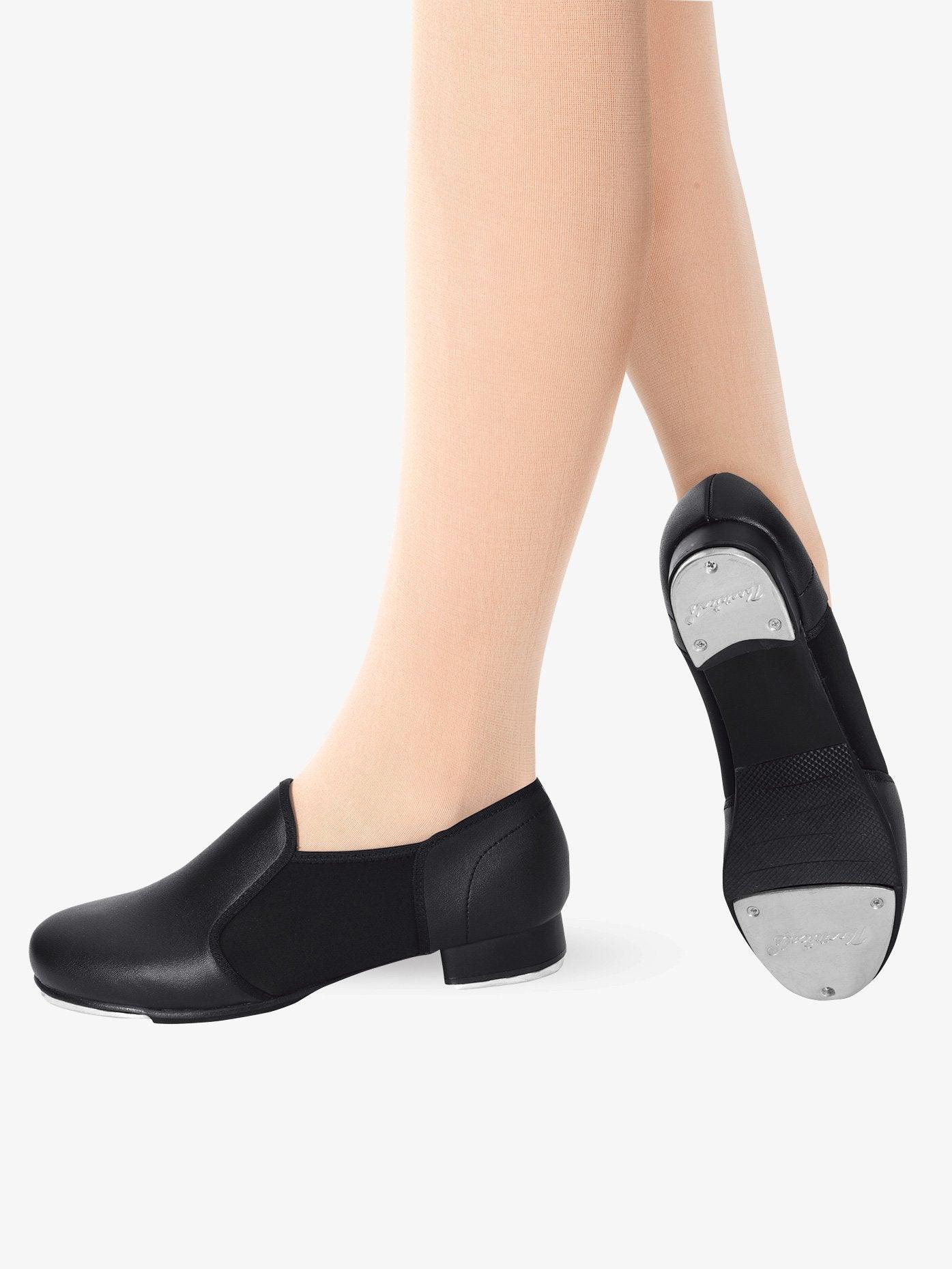 Kids' Black Slip-On Tap Dance Shoes - Comfortable & Stylish for Performances, Recitals, and Dance Classes