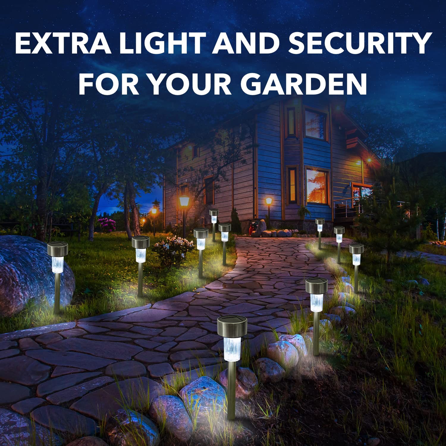 Solar Pathway Lights Outdoor - 6 Pack Bright LED Patio, Garden, Driveway, Landscape Lighting | IP44 Water Resistant Dusk to Dawn Yard Light | Cool White, Auto On/Off, Up to 8 Hours Battery Life | Perfect for Walkways, Backyards & Outdoor Decor