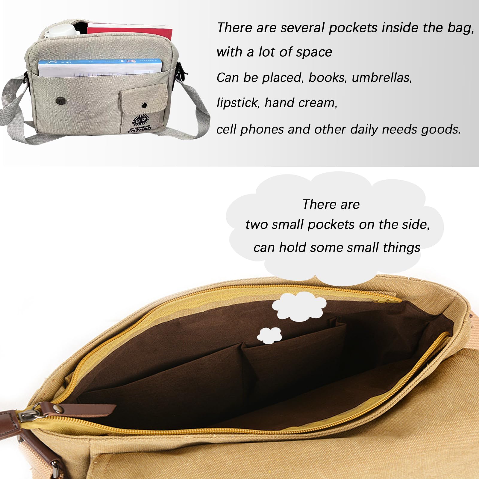 **Anime Messenger Bag for Women - Kawaii Crossbody Shoulder Bag, Cute Canvas School Bag for Casual Outings, Travel & Daily Use**