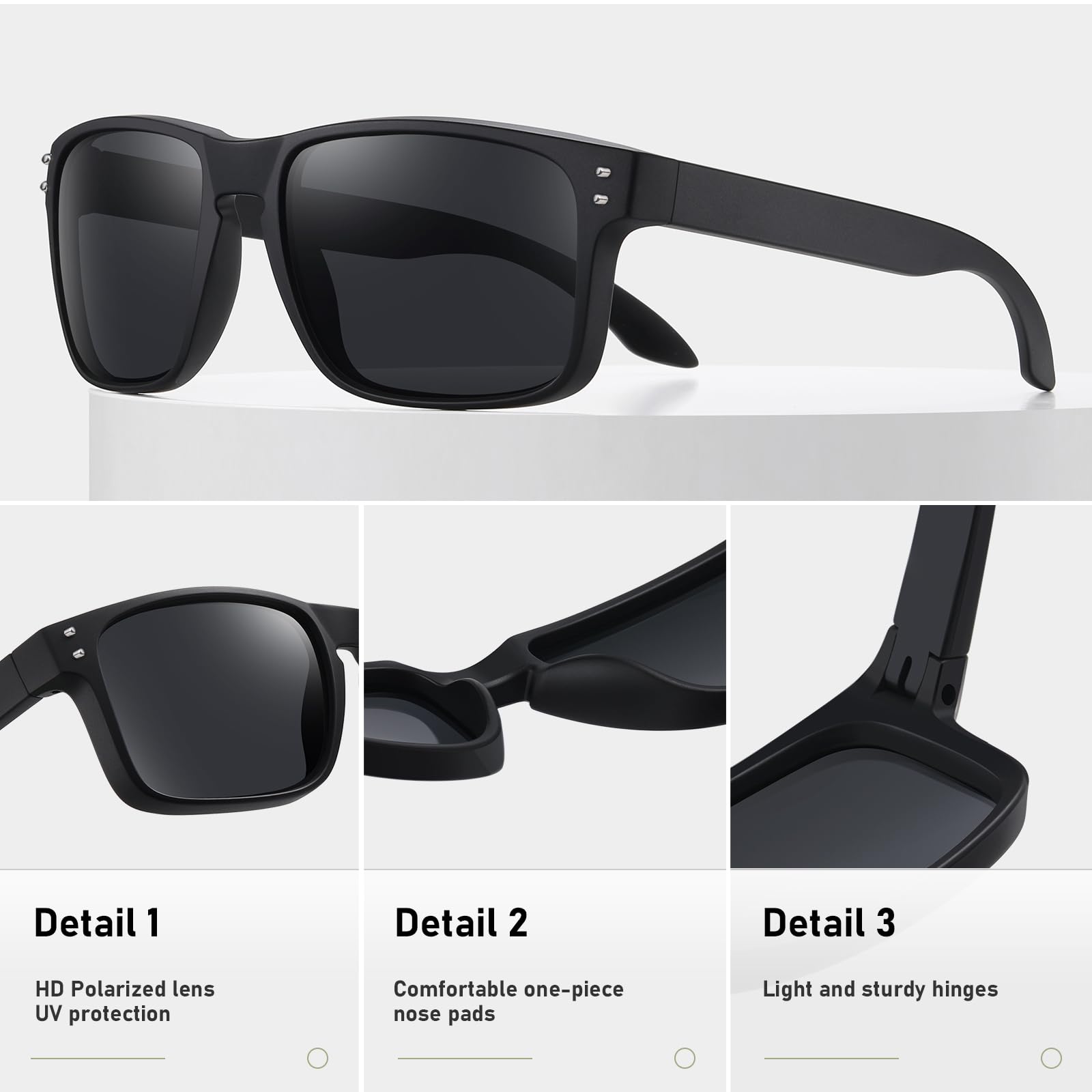 Polarized Sunglasses for Men & Women - Retro Square UV Protection Sunglasses for Fishing, Driving, Outdoor Activities & Fashion Accessories