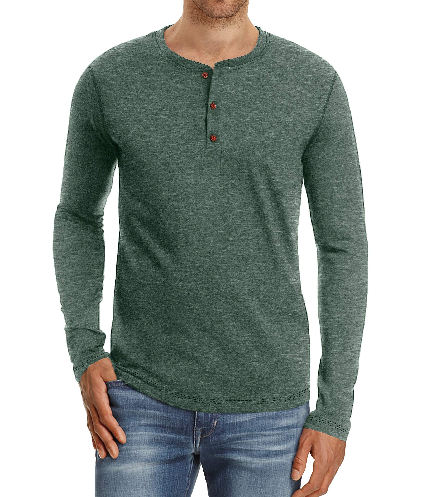 NITAGUT Men's Casual Henley T-Shirt - Basic Long & Short Sleeve Button Placket Shirt for Everyday Wear, Date Night & Outdoor Activities