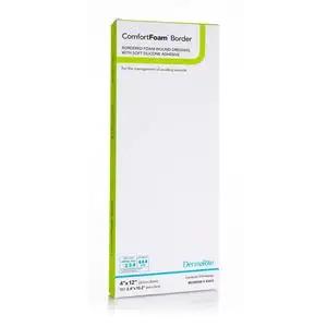 **ComfortFoam Border Silicone Foam Dressing Wound Care, 4x8 Inch Rectangle (Pack of 10) – Ideal for Pressure Ulcers, Surgical Wounds & Diabetic Foot Care**