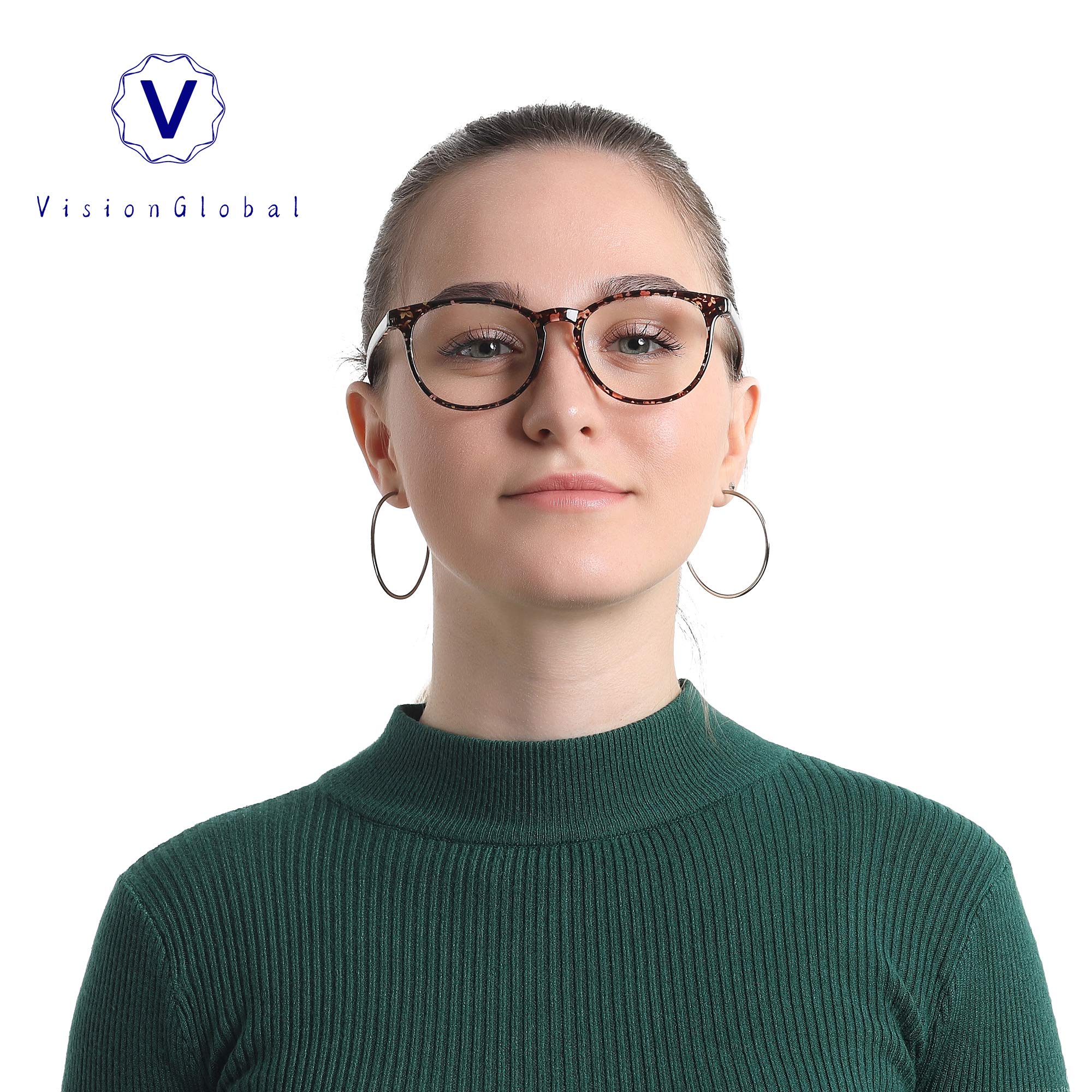 VisionGlobal Blue Light Blocking Glasses - 2 Pack Anti Eyestrain Computer Glasses with Stylish Oval Frame & Anti-Glare Coating | Perfect for Gaming, Office Work & Screen Time Protection