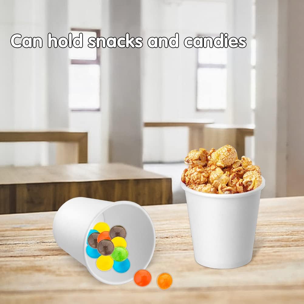 100 Pack 3 oz Disposable Paper Cups - White Bathroom & Mouthwash Cups for Home, Office, and Travel Use