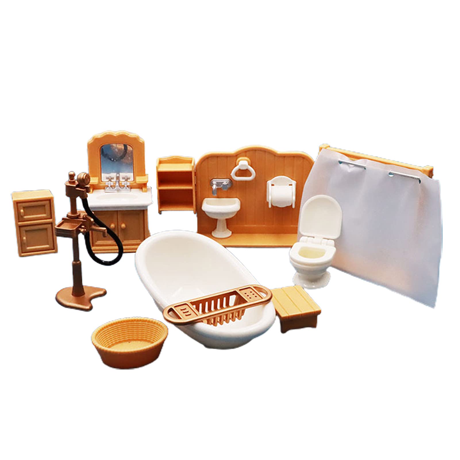 IKAXIYO 1 Set Miniature Dollhouse Bathroom Kit - Realistic Plastic Bathroom Model Set for Kids, Dollhouse Accessories | Perfect for Playtime, Collecting & DIY Dollhouse Decor