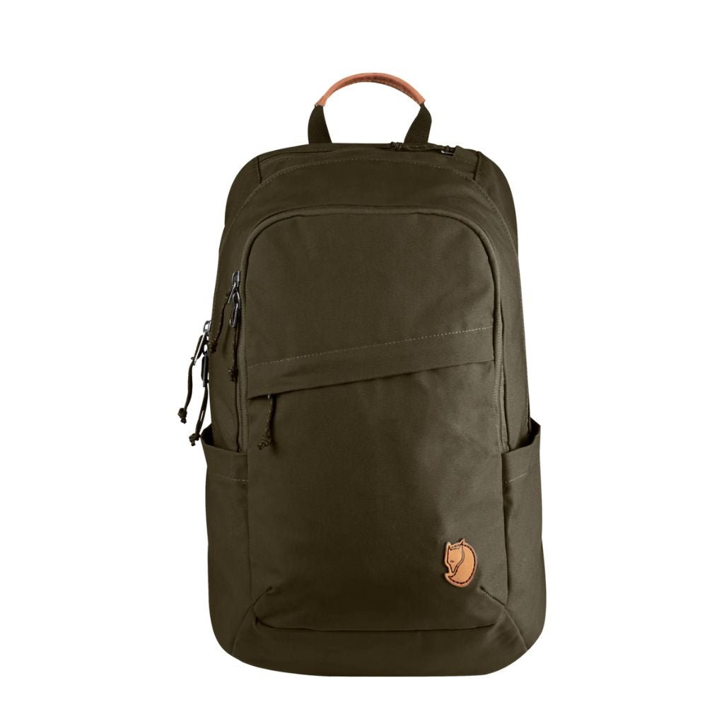 Fjallraven Raven 20L Backpack - Dark Olive Green, Lightweight & Durable Daypack for Hiking, Travel & School - Water-Resistant & Ergonomic Design