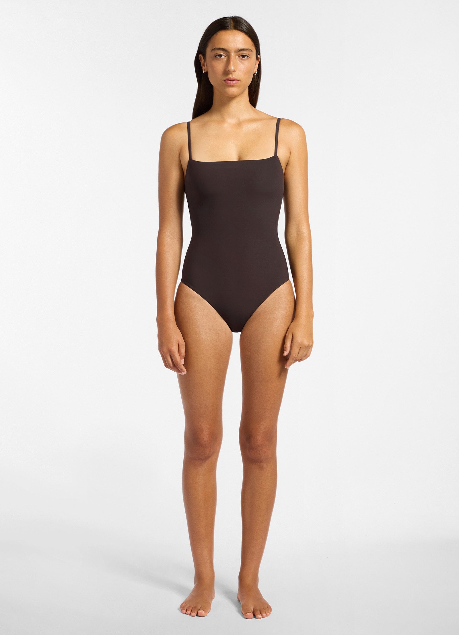 Jetset Minimal Tank One Piece Swimsuit - Chocolate Brown - Slimming One-Piece Bathing Suit for Women | Perfect for Beach, Pool, and Vacation