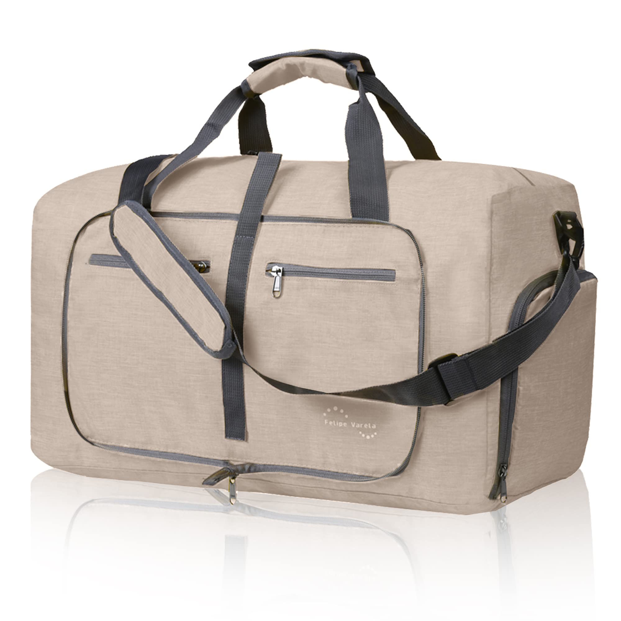 Felipe Varela 65L Duffle Bag with Shoes Compartment & Adjustable Strap - Foldable Waterproof Travel Duffel Bag for Men & Women - Perfect for Gym, Sports, Weekend Trips & Air Travel