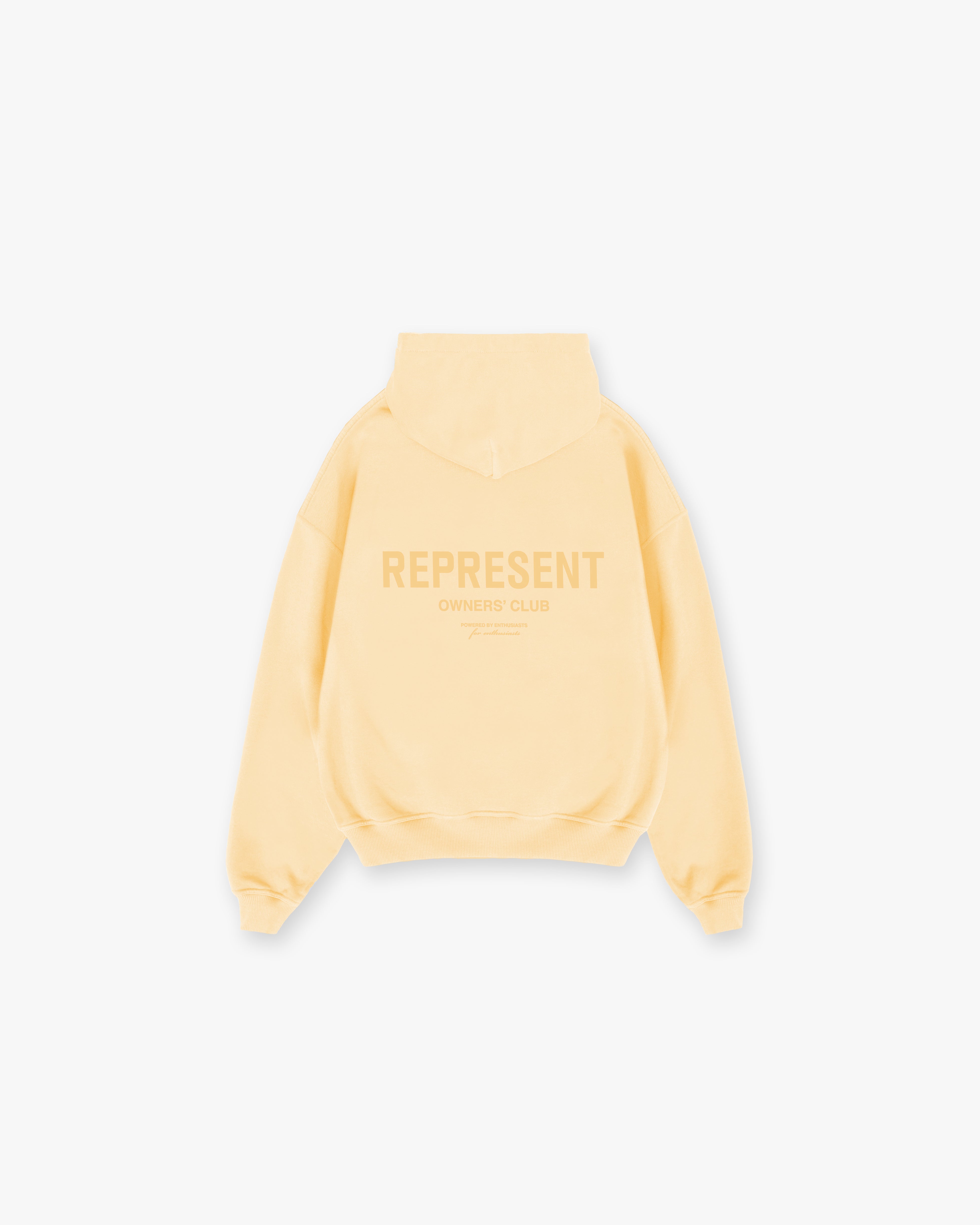 Represent Owners Club Hoodie - Pastel Yellow | Soft Cotton Pullover Sweatshirt for Men & Women | Streetwear Fashion for Casual Outings & Gym Wear